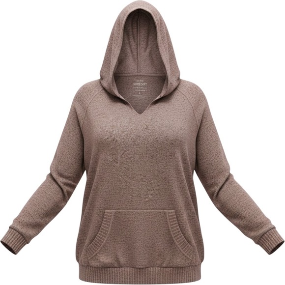 torrid Tops - Torrid Super Soft Plush Hoodie Mauve Brown Heathered V-Neck Pullover Size 0 L XL